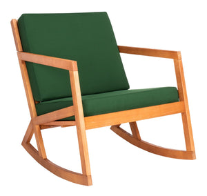 Vernon Rocking Chair – Handcrafted Eucalyptus Wood Design with Easy-Care Cushions for Outdoor Comfort