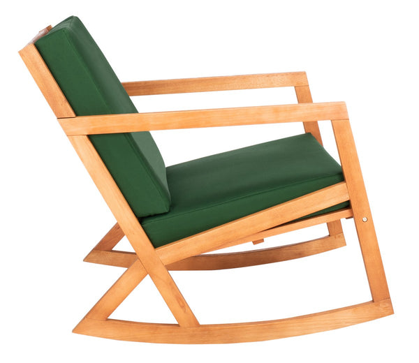 Vernon Rocking Chair – Handcrafted Eucalyptus Wood Design with Easy-Care Cushions for Outdoor Comfort