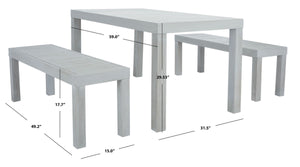 Safavieh Dario 3 Piece Dining Set With 59 Inch L Table And 2 Backless Benches PAT7029B