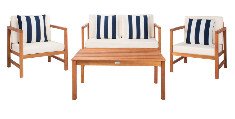 Montez 4-Piece Outdoor Furniture Set with Stylish Accent Pillows for Chic Patio Comfort