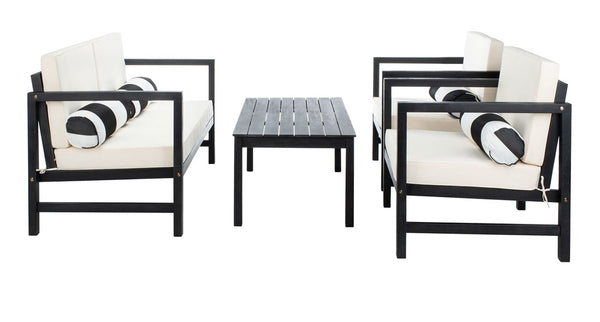 Montez 4-Piece Outdoor Furniture Set with Stylish Accent Pillows for Chic Patio Comfort