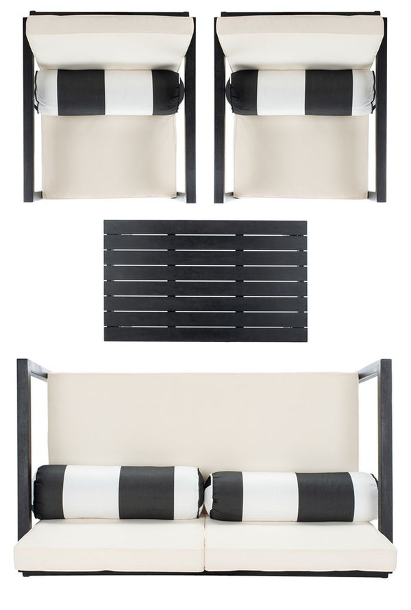 Montez 4-Piece Outdoor Furniture Set with Stylish Accent Pillows for Chic Patio Comfort