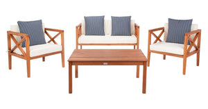 Nunzio Contemporary 4-Piece Outdoor Set with Plush Cushions and Stylish Accent Pillows for Entertaining
