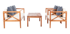 Nunzio Contemporary 4-Piece Outdoor Set with Plush Cushions and Stylish Accent Pillows for Entertaining