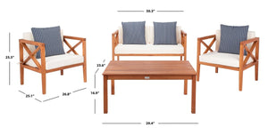 Nunzio Contemporary 4-Piece Outdoor Set with Plush Cushions and Stylish Accent Pillows for Entertaining