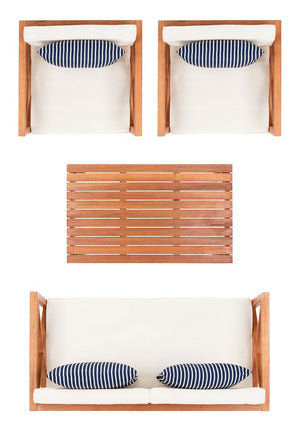 Nunzio Contemporary 4-Piece Outdoor Set with Plush Cushions and Stylish Accent Pillows for Entertaining