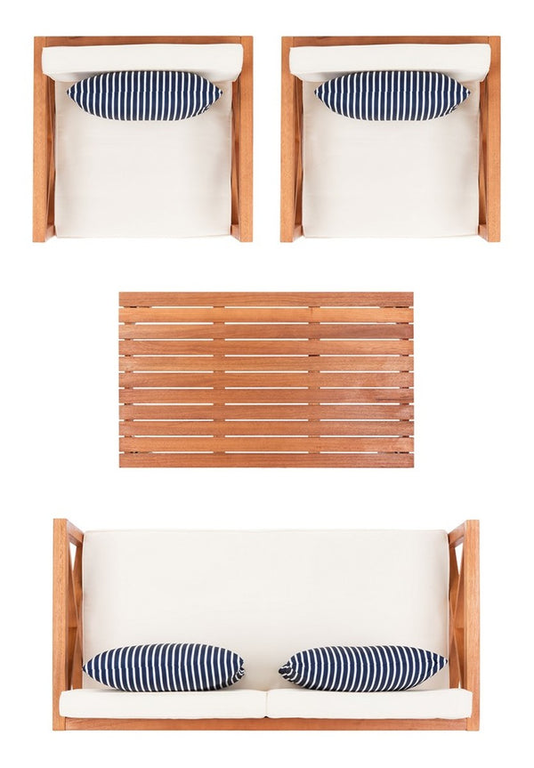 Nunzio Contemporary 4-Piece Outdoor Set with Plush Cushions and Stylish Accent Pillows for Entertaining