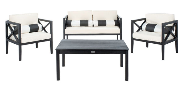 Nunzio Contemporary 4-Piece Outdoor Set with Plush Cushions and Stylish Accent Pillows for Entertaining