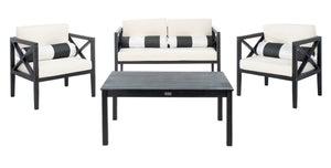 Nunzio Contemporary 4-Piece Outdoor Set with Plush Cushions and Stylish Accent Pillows for Entertaining