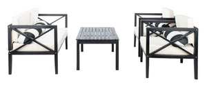 Nunzio Contemporary 4-Piece Outdoor Set with Plush Cushions and Stylish Accent Pillows for Entertaining