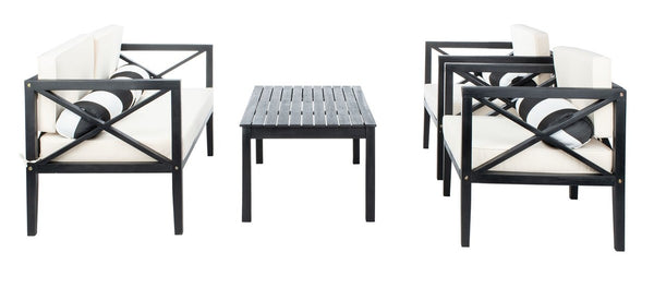 Nunzio Contemporary 4-Piece Outdoor Set with Plush Cushions and Stylish Accent Pillows for Entertaining