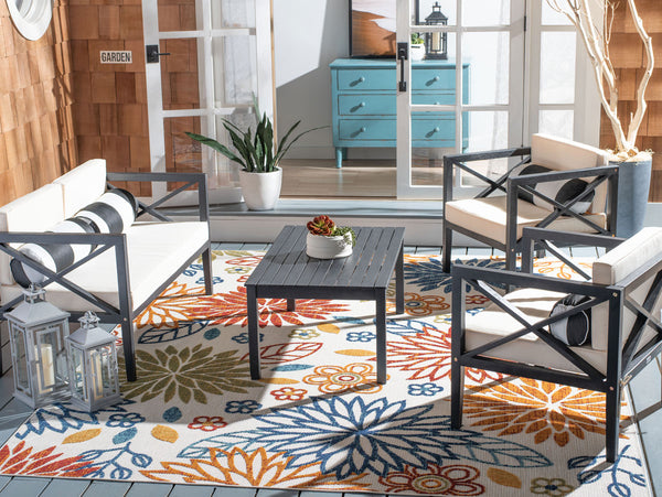 Nunzio Contemporary 4-Piece Outdoor Set with Plush Cushions and Stylish Accent Pillows for Entertaining