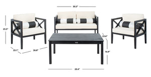 Nunzio Contemporary 4-Piece Outdoor Set with Plush Cushions and Stylish Accent Pillows for Entertaining