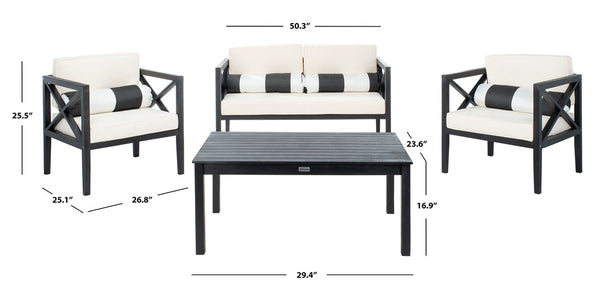 Nunzio Contemporary 4-Piece Outdoor Set with Plush Cushions and Stylish Accent Pillows for Entertaining