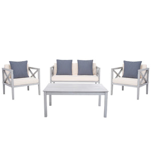 Nunzio Contemporary 4-Piece Outdoor Set with Plush Cushions and Stylish Accent Pillows for Entertaining