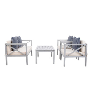 Nunzio Contemporary 4-Piece Outdoor Set with Plush Cushions and Stylish Accent Pillows for Entertaining