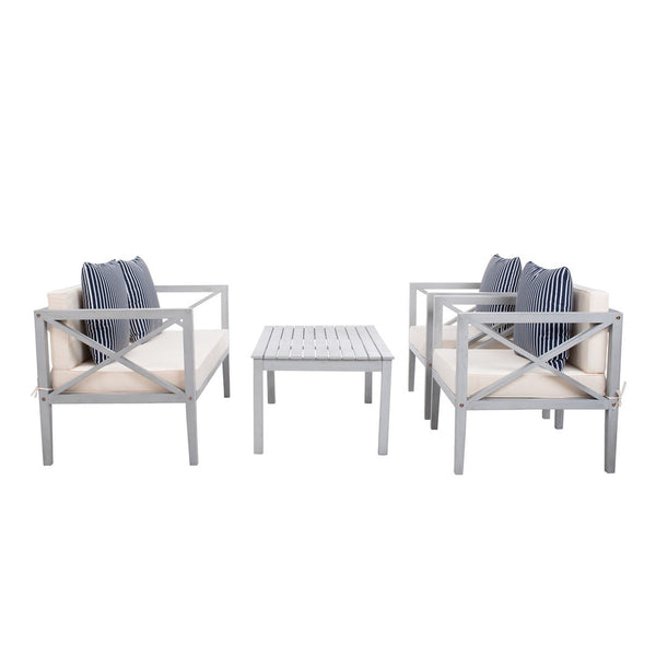 Nunzio Contemporary 4-Piece Outdoor Set with Plush Cushions and Stylish Accent Pillows for Entertaining