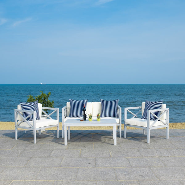 Nunzio Contemporary 4-Piece Outdoor Set with Plush Cushions and Stylish Accent Pillows for Entertaining