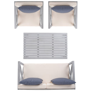 Nunzio Contemporary 4-Piece Outdoor Set with Plush Cushions and Stylish Accent Pillows for Entertaining