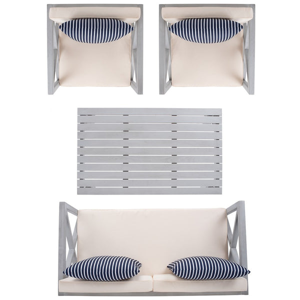 Nunzio Contemporary 4-Piece Outdoor Set with Plush Cushions and Stylish Accent Pillows for Entertaining