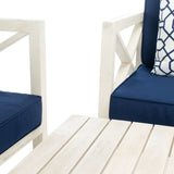 Nunzio 4 Piece Outdoor Patio Set with Plush Cushions and Trellis Accent Pillows for Stylish Relaxation