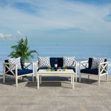 Nunzio 4 Piece Outdoor Patio Set with Plush Cushions and Trellis Accent Pillows for Stylish Relaxation