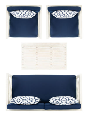 Nunzio 4 Piece Outdoor Patio Set with Plush Cushions and Trellis Accent Pillows for Stylish Relaxation