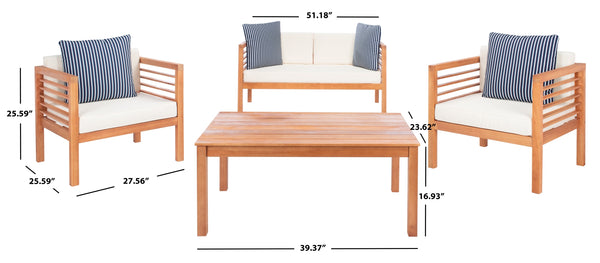Safavieh Alda 4 Piece Outdoor Set With Accent Pillows PAT7033F