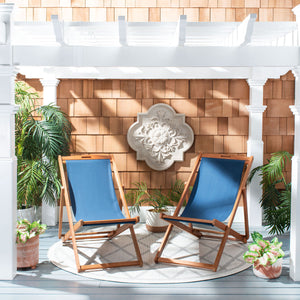 Loren Sling Chair Set of 2 - Luxurious Eucalyptus Wood Lounge Chairs for Stylish Outdoor Relaxation
