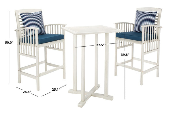 Pate 3-Piece Bistro Set - Stylish Bar-Height Table and Chairs for Outdoor Entertaining Spaces