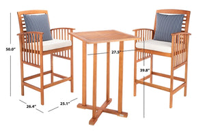 Pate 3-Piece Bistro Set - Stylish Bar-Height Table and Chairs for Outdoor Entertaining Spaces