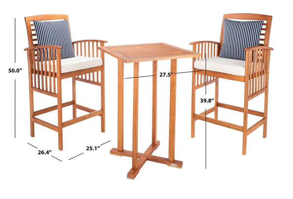 Pate 3-Piece Bistro Set - Stylish Bar-Height Table and Chairs for Outdoor Entertaining Spaces