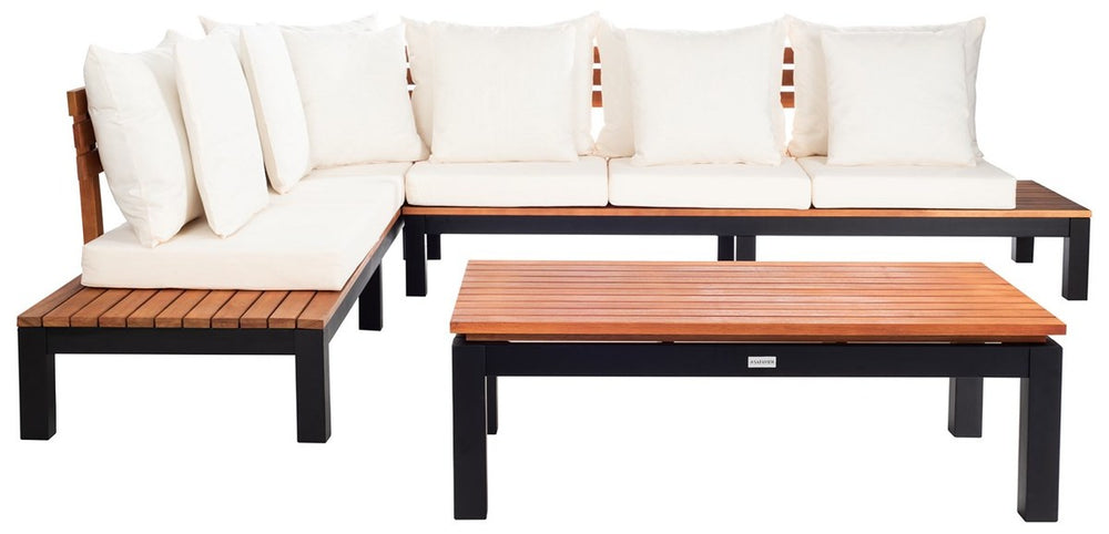 Fristal Modern Outdoor Living Set: Stylish Sectional Sofa with Eucalyptus Wood & Luxurious Comfort