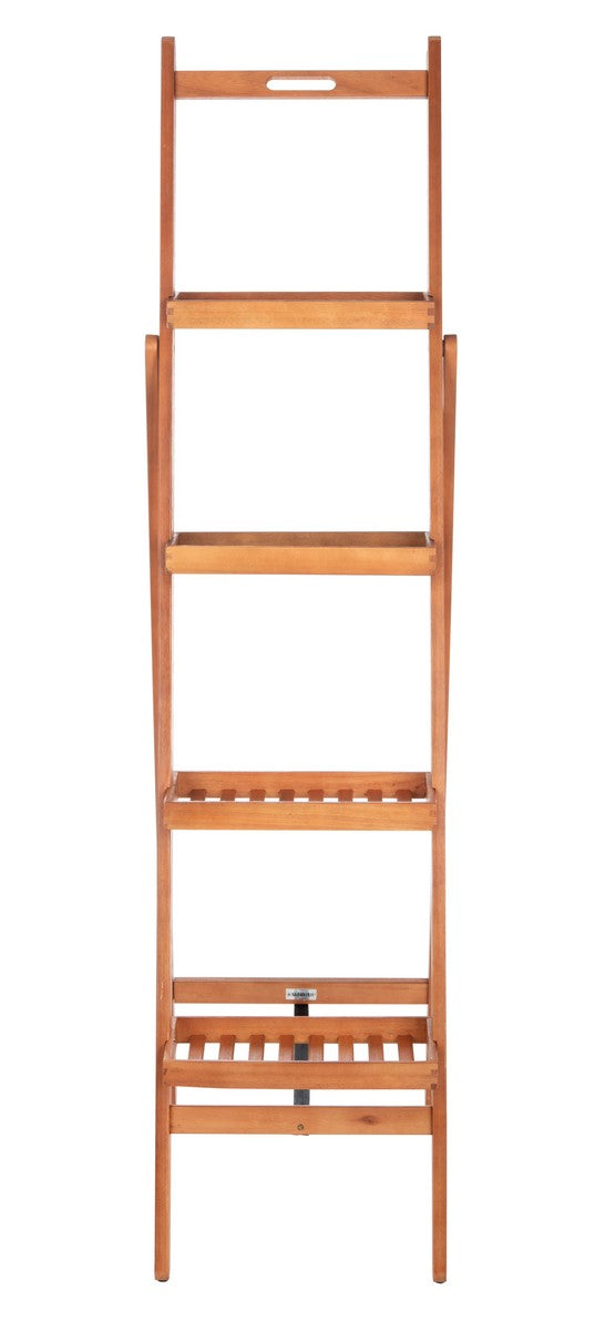 Grenton Versatile 4-Tier Folding Shelf for Stylish Storage & Display in Natural Eucalyptus Finish