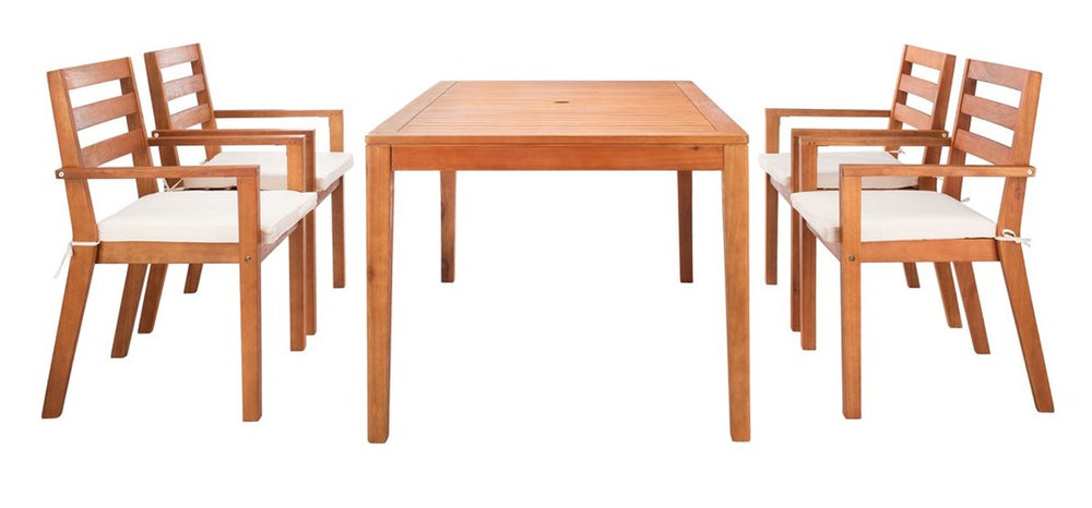 Wilming Contemporary Eucalyptus Dining Set: Elegant 4-Chair Table for Outdoor Dining Bliss