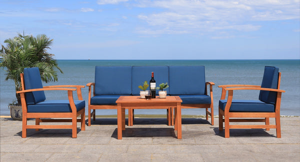 Parcer 4 Piece Living Set in Natural / Navy