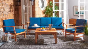 Parcer 4 Piece Living Set in Natural / Navy