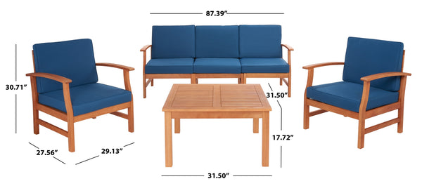 Parcer 4 Piece Living Set in Natural / Navy