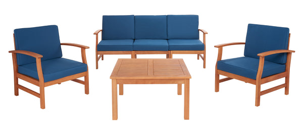 Parcer 4 Piece Living Set in Natural / Navy