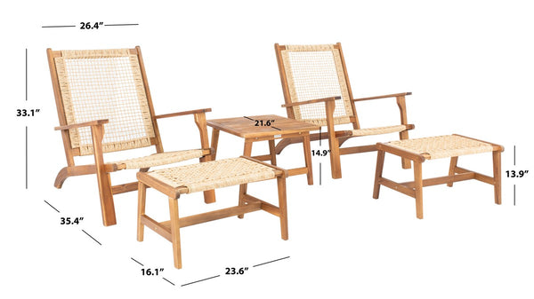 Chantelle Set - Luxurious Coastal Outdoor Lounge Chairs with Stools and Stylish End Table for Entertaining