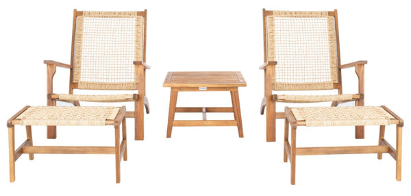 Chantelle Set - Luxurious Coastal Outdoor Lounge Chairs with Stools and Stylish End Table for Entertaining