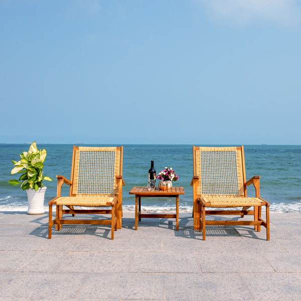 Chantelle Set - Luxurious Coastal Outdoor Lounge Chairs with Stools and Stylish End Table for Entertaining