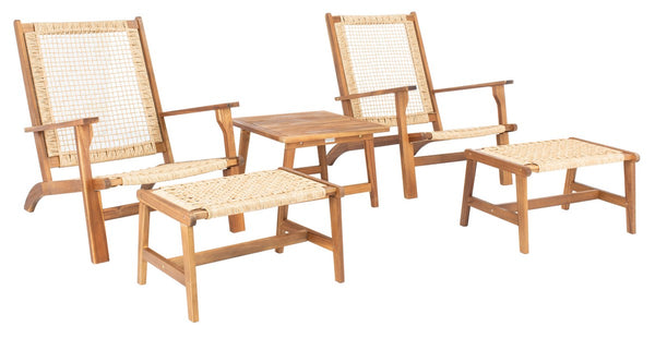 Chantelle Set - Luxurious Coastal Outdoor Lounge Chairs with Stools and Stylish End Table for Entertaining