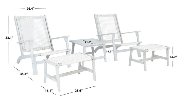 Chantelle Set - Luxurious Coastal Outdoor Lounge Chairs with Stools and Stylish End Table for Entertaining