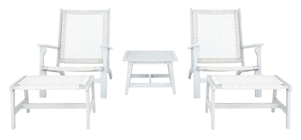 Chantelle Set - Luxurious Coastal Outdoor Lounge Chairs with Stools and Stylish End Table for Entertaining