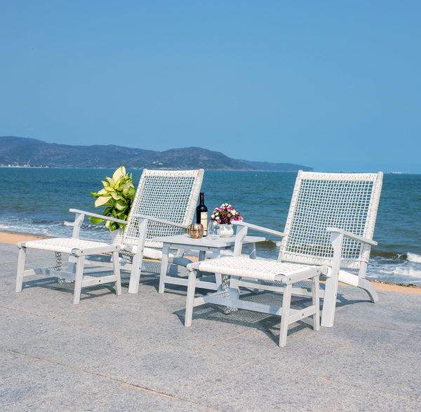 Chantelle Set - Luxurious Coastal Outdoor Lounge Chairs with Stools and Stylish End Table for Entertaining
