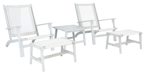 Chantelle Set - Luxurious Coastal Outdoor Lounge Chairs with Stools and Stylish End Table for Entertaining