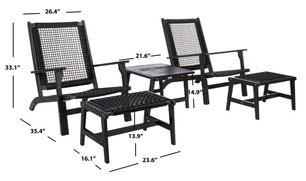 Chantelle Set - Luxurious Coastal Outdoor Lounge Chairs with Stools and Stylish End Table for Entertaining