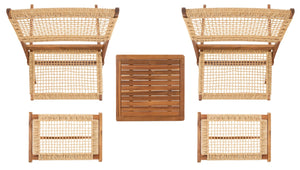 Casella Outdoor Acacia Wood Lounge Set with Chairs, Ottomans, and Stylish End Table for Relaxation