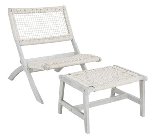 Casella Outdoor Acacia Wood Lounge Set with Chairs, Ottomans, and Stylish End Table for Relaxation